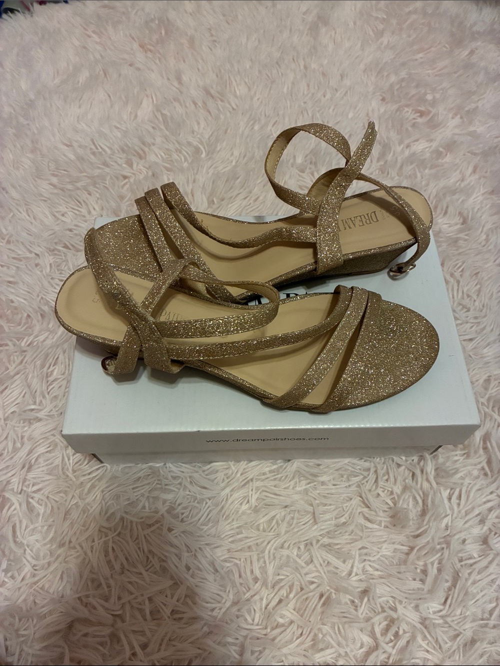 Dream Pairs Glittery Gold Strappy Women's Sandals